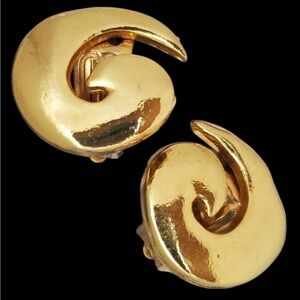 Edouard Rambaud Vintage Gold Plated Swirl Clip-On Earrings